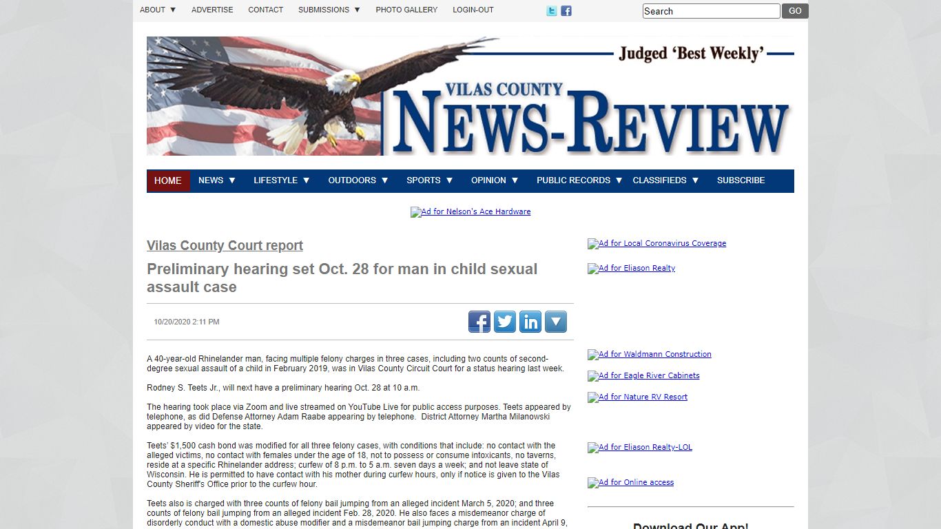 VILAS COUNTY COURT REPORT - Vilas County News-Review